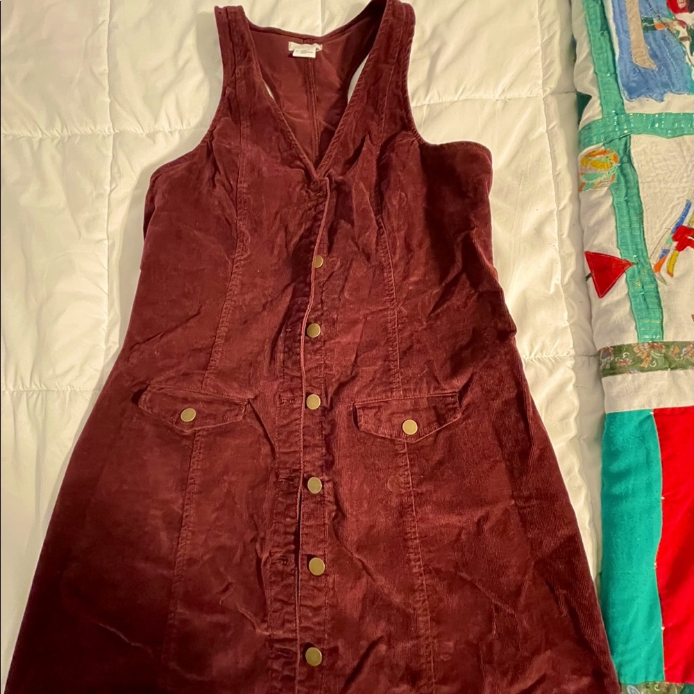 Urban Outfitters Maroon Overall Dress